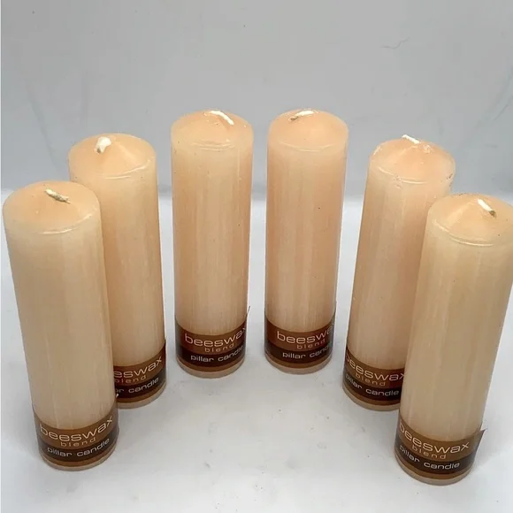 Limited Edition Pale Pink Beige Beeswax Blend Candles Pack of 6 14.5cm x 3.8cm - Picture 1 of 6
